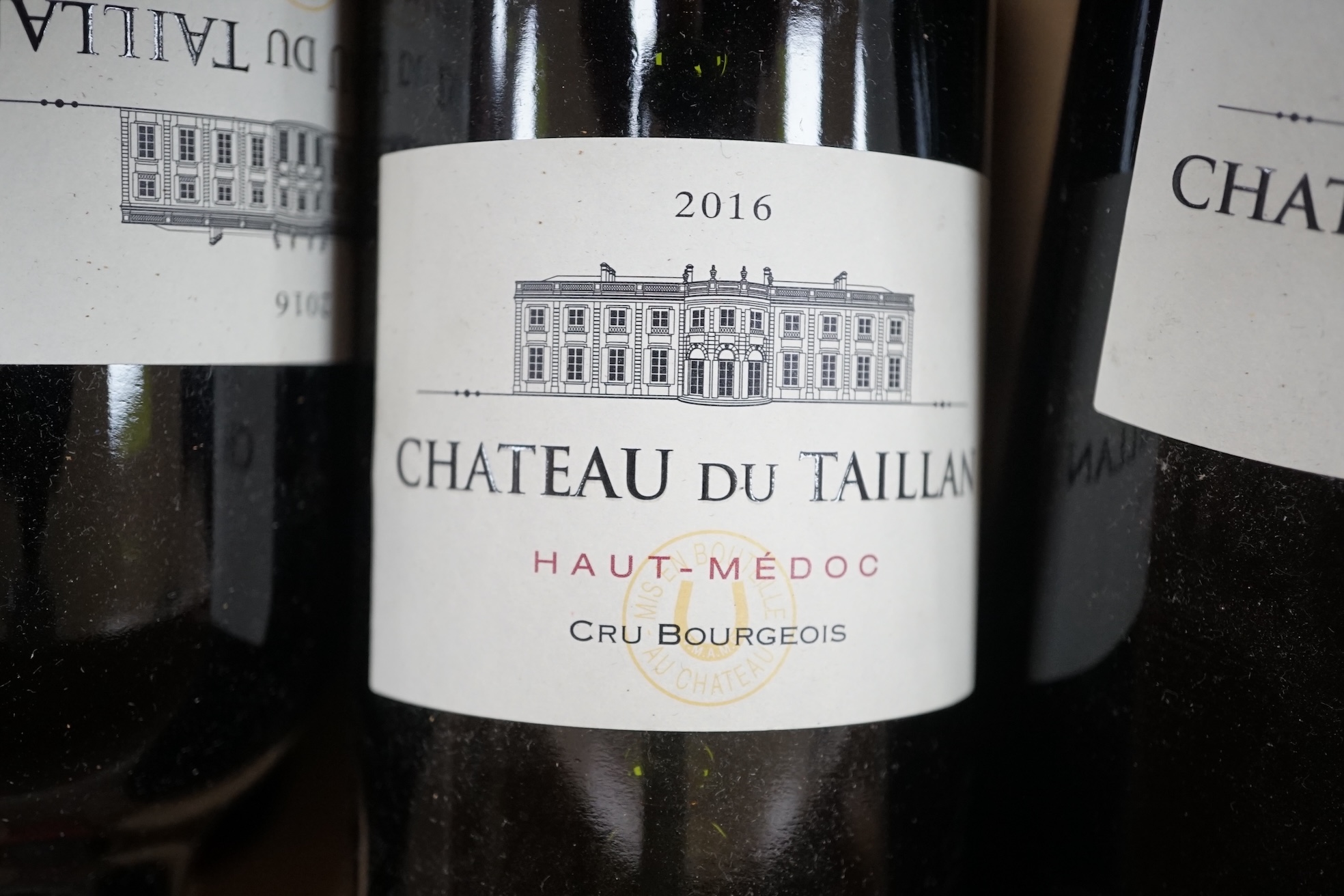 A case of six Chateau du Taillan 2016 Haut-Medoc, cru bourgeois. Condition - unknown storage